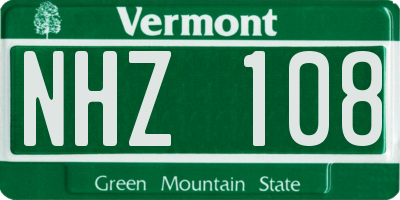 VT license plate NHZ108