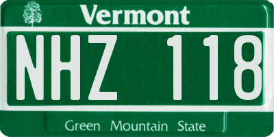 VT license plate NHZ118