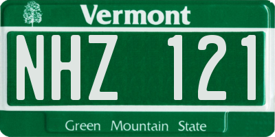 VT license plate NHZ121