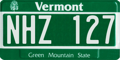 VT license plate NHZ127