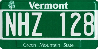 VT license plate NHZ128