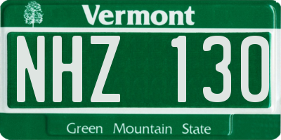 VT license plate NHZ130