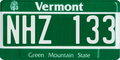 VT license plate NHZ133