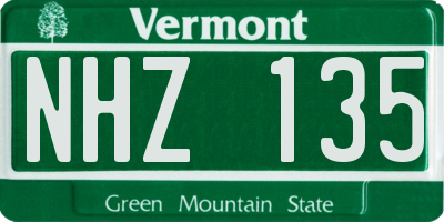 VT license plate NHZ135