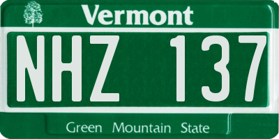 VT license plate NHZ137