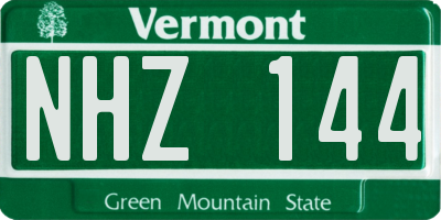 VT license plate NHZ144