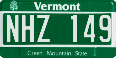 VT license plate NHZ149