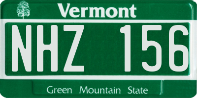 VT license plate NHZ156