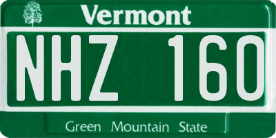 VT license plate NHZ160