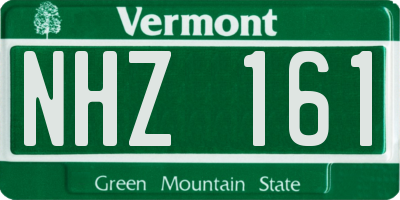 VT license plate NHZ161