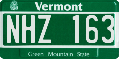 VT license plate NHZ163