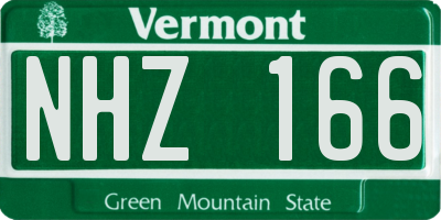 VT license plate NHZ166