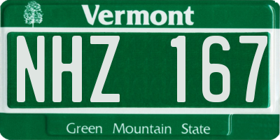 VT license plate NHZ167