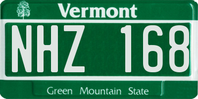 VT license plate NHZ168