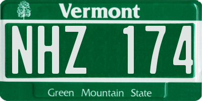 VT license plate NHZ174