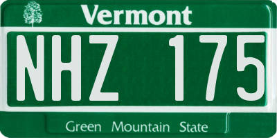 VT license plate NHZ175