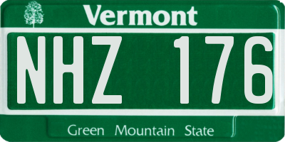 VT license plate NHZ176