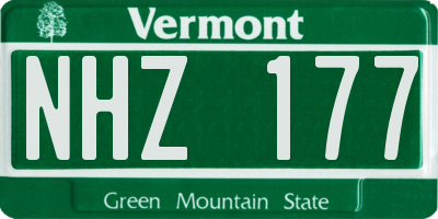 VT license plate NHZ177