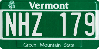 VT license plate NHZ179