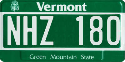 VT license plate NHZ180