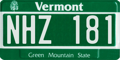 VT license plate NHZ181