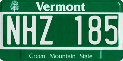 VT license plate NHZ185