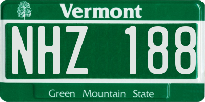 VT license plate NHZ188