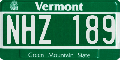 VT license plate NHZ189