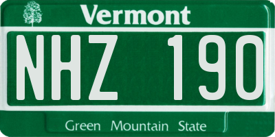 VT license plate NHZ190