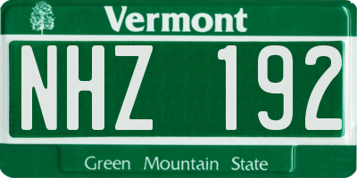 VT license plate NHZ192