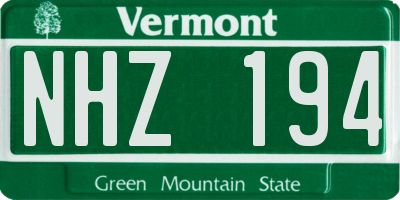 VT license plate NHZ194