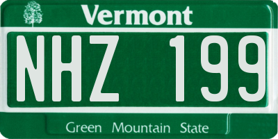 VT license plate NHZ199