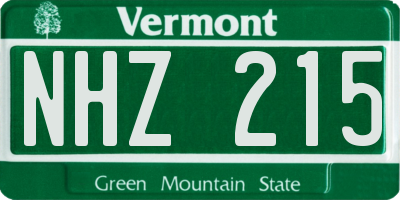 VT license plate NHZ215