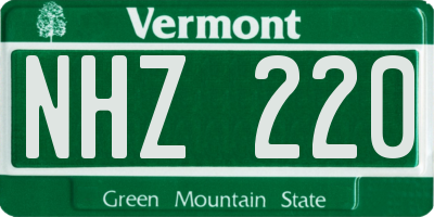 VT license plate NHZ220