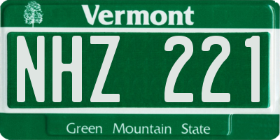 VT license plate NHZ221