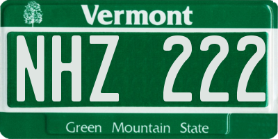 VT license plate NHZ222