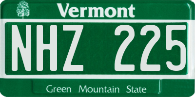 VT license plate NHZ225