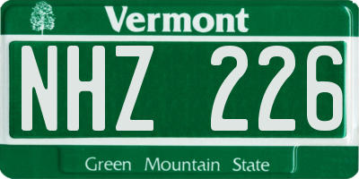 VT license plate NHZ226