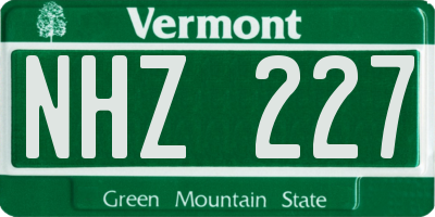 VT license plate NHZ227