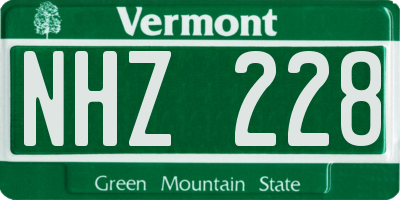VT license plate NHZ228