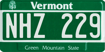 VT license plate NHZ229