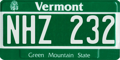 VT license plate NHZ232