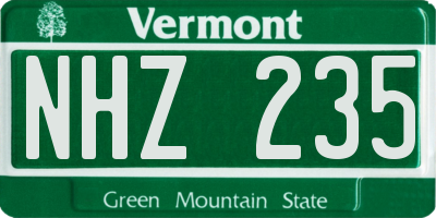 VT license plate NHZ235