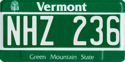 VT license plate NHZ236