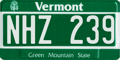 VT license plate NHZ239