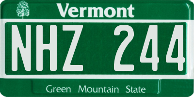 VT license plate NHZ244
