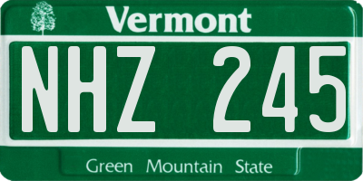 VT license plate NHZ245