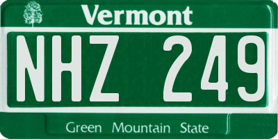 VT license plate NHZ249