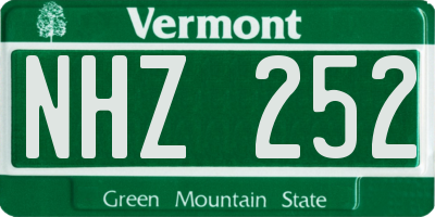 VT license plate NHZ252