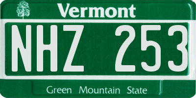 VT license plate NHZ253